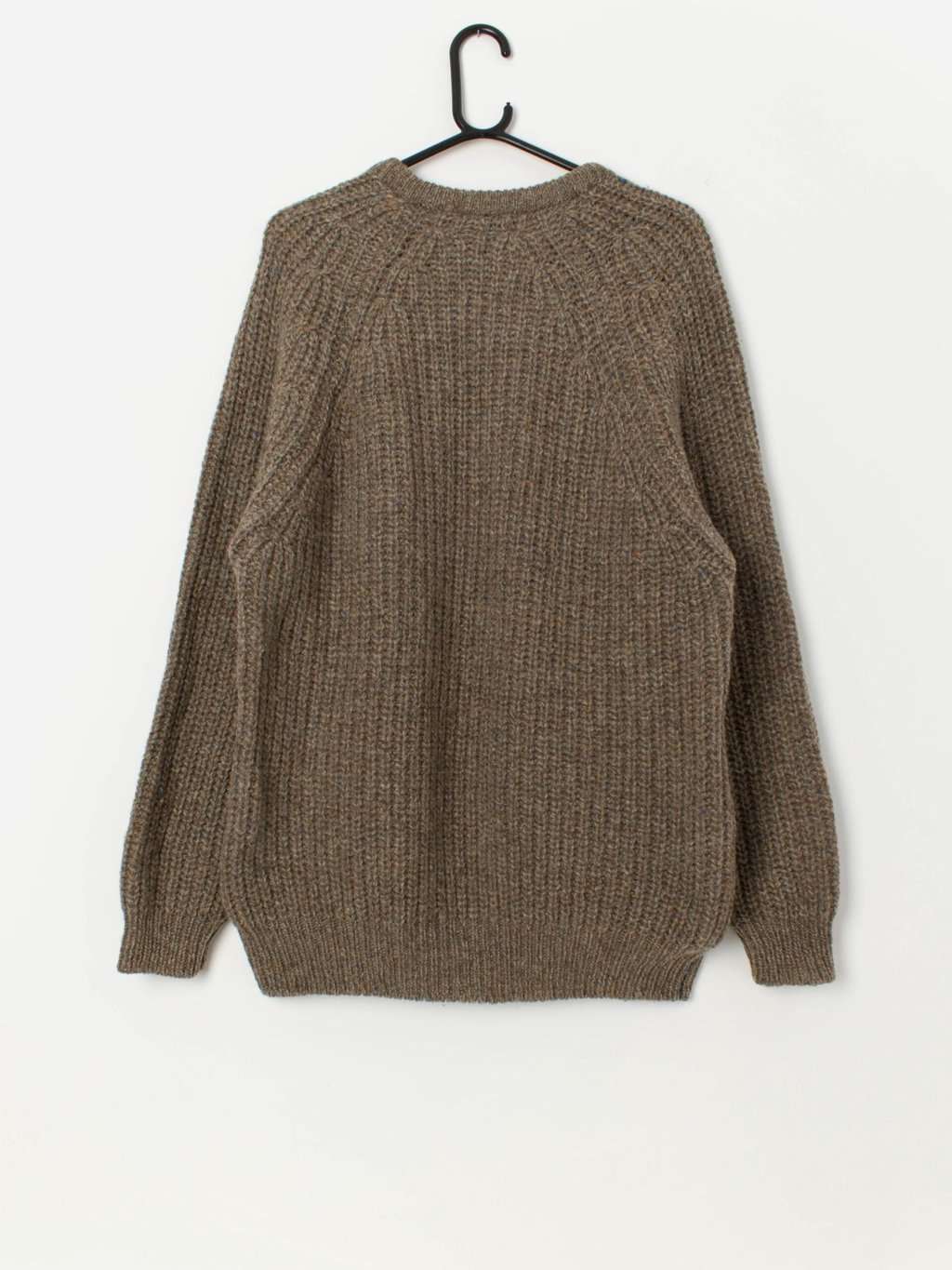 Vintage handknitted chunky knit wool jumper, fisherman jumper - Large - Image 3