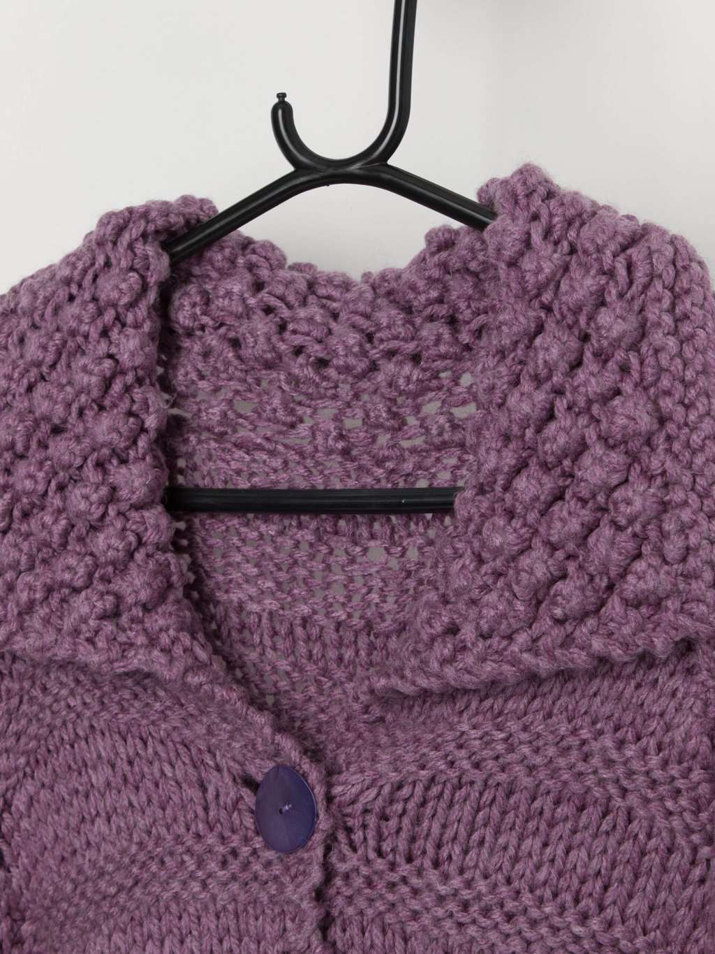 Vintage lilac handknitted oversized cardigan, loose knit - Medium / Large - Image 2