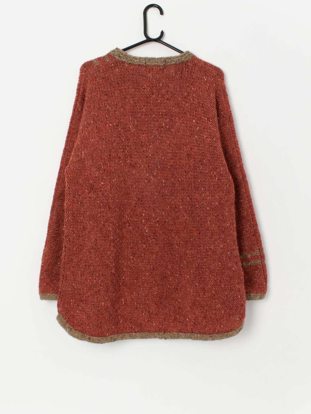 Vintage Irish wool autumn orange pullover sweater - Large - Image 3