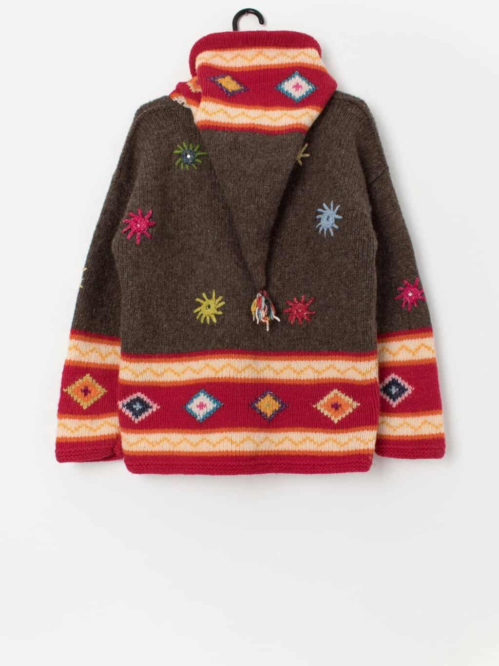 Vintage chunky knit mirrorwork cardigan by Amor - Medium - Image 3