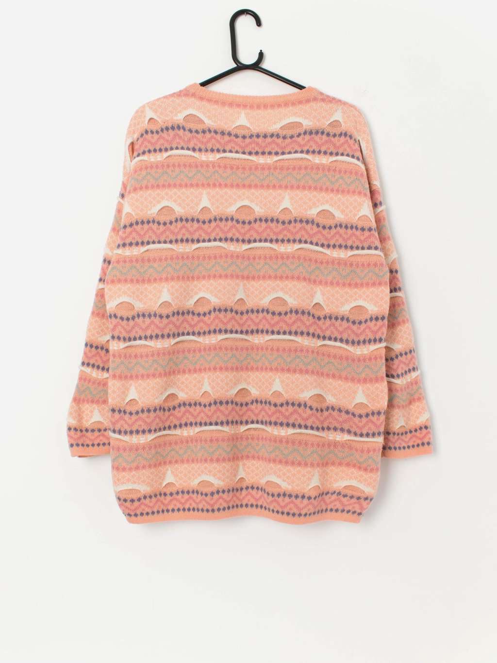 Vintage peach 3D knit oversized jumper - Medium - Image 3