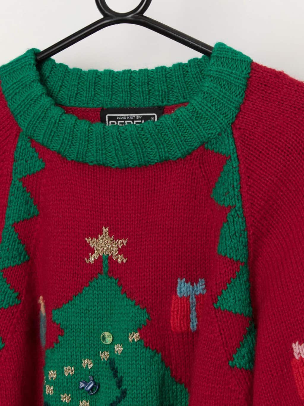 Vintage handknitted epic Christmas tree sweater, xmas jumper - Small / Medium - Image 2