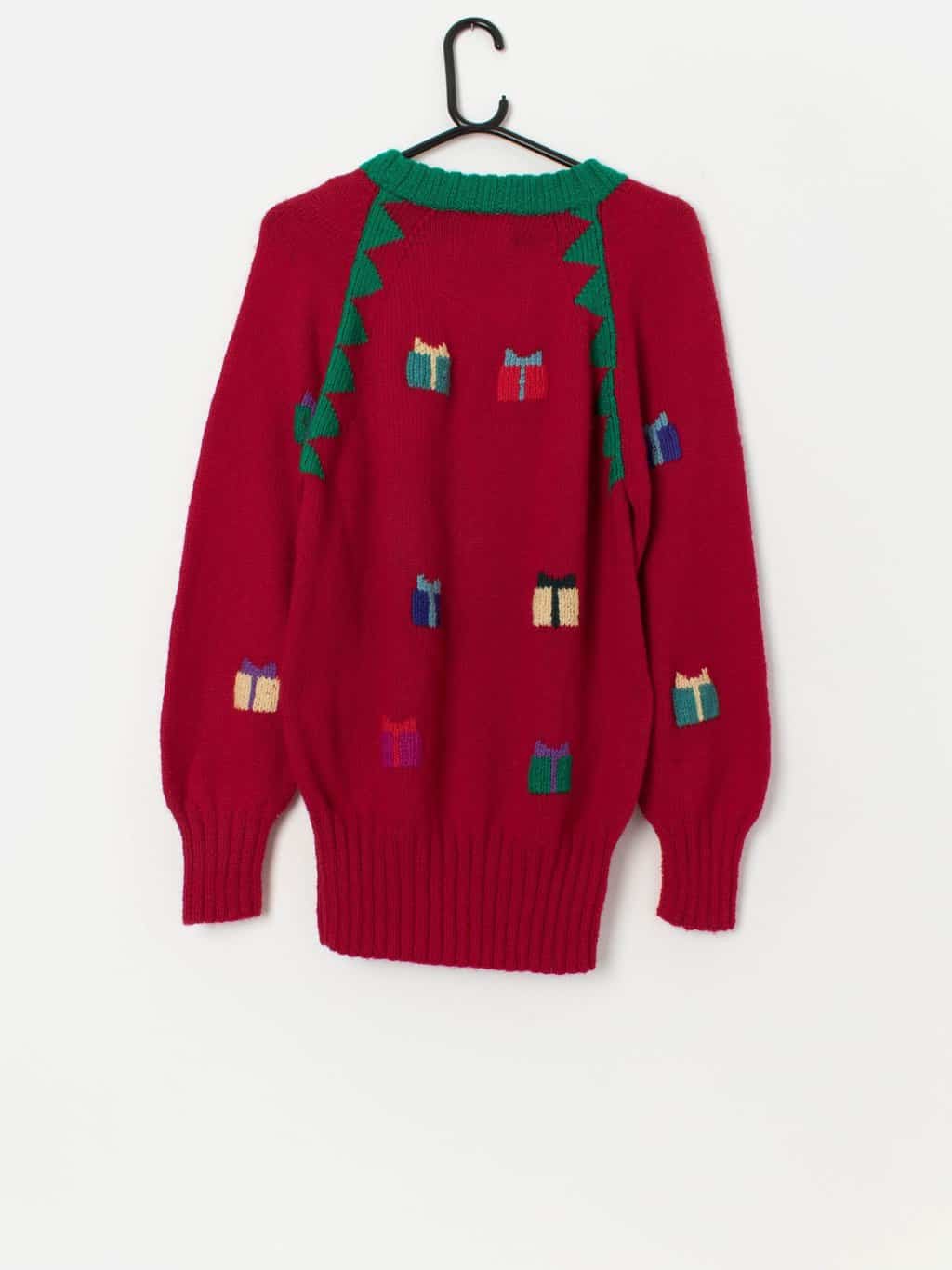 Vintage handknitted epic Christmas tree sweater, xmas jumper - Small / Medium - Image 3