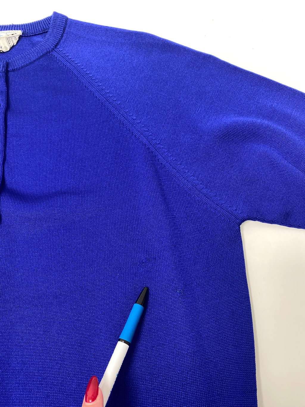 60s vintage blue Tricel cardigan sweater - Small - Image 4