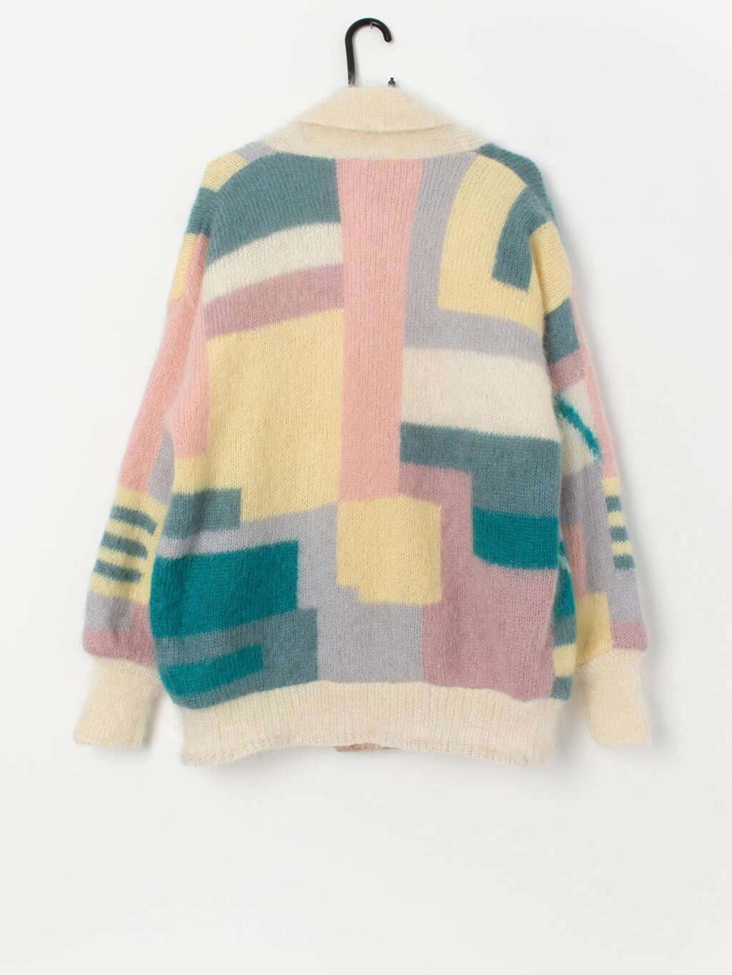 Vintage 80s mohair colour block cardigan by Your Sixth Sense - Large - Image 3