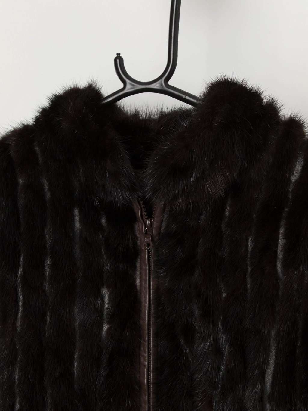 Vintage brown mink fur leather jacket in brown - M / L - Image 3