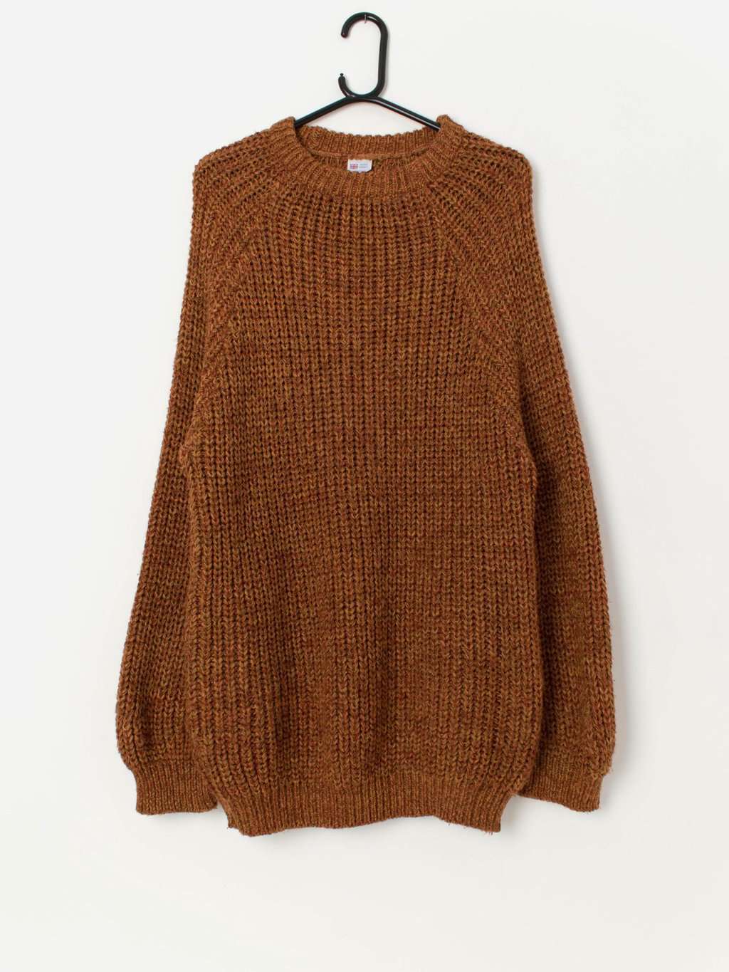 80s vintage mustard loose knit oversized jumper - M