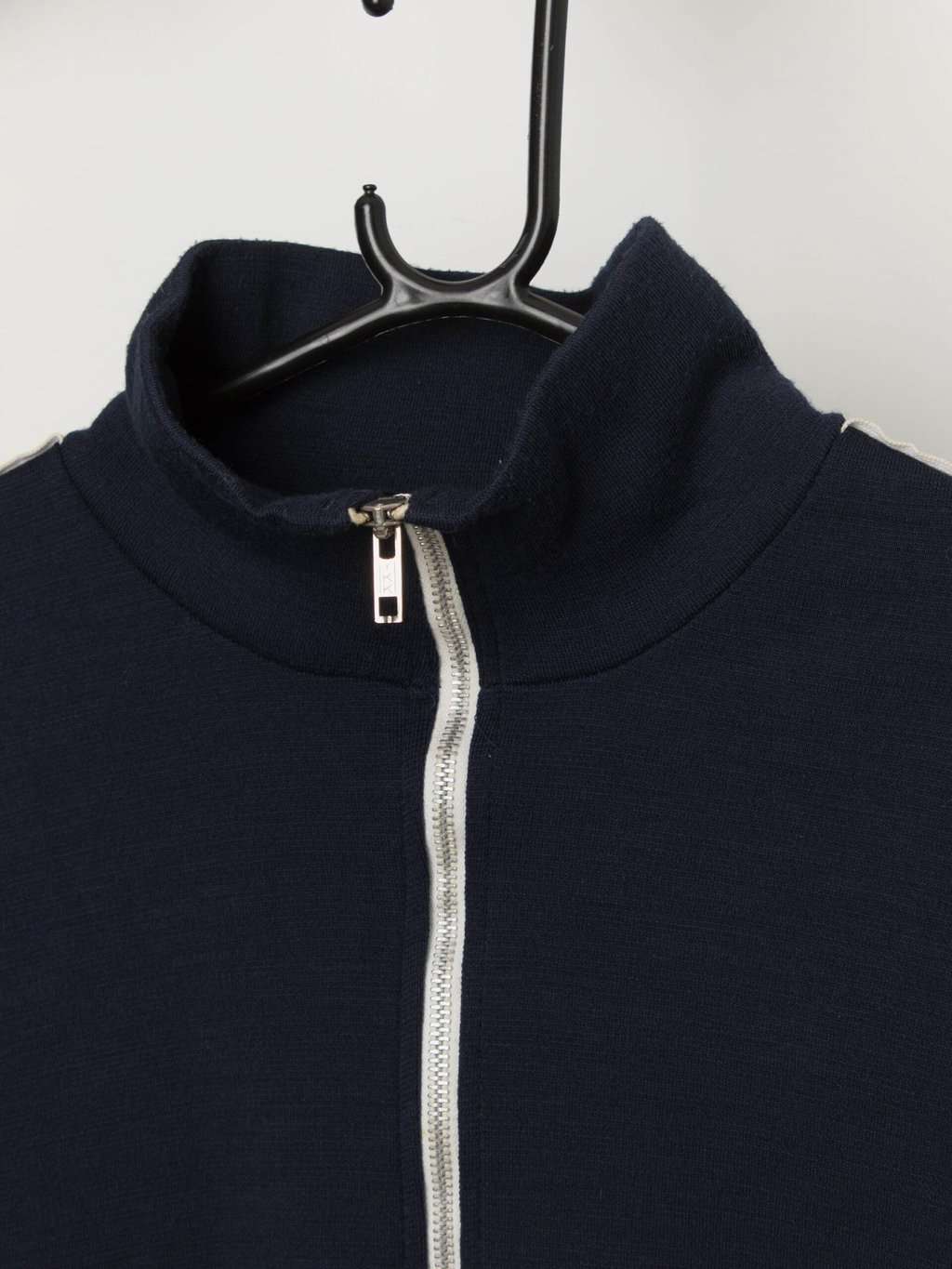 70s vintage navy zip up sweater cardigan - Small / Medium - Image 2