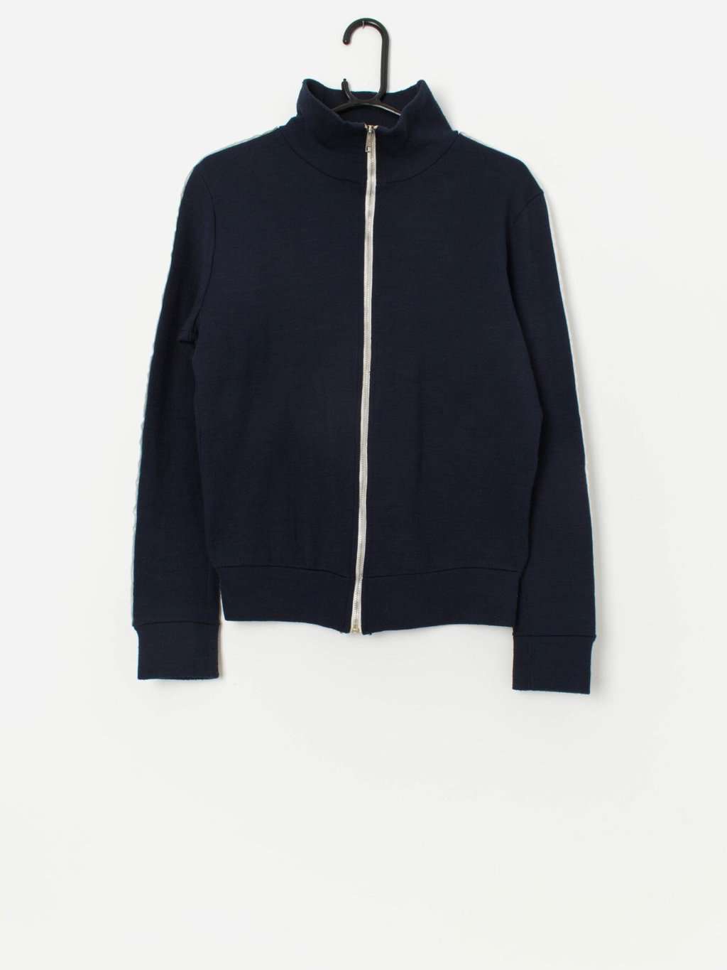 70s vintage navy zip up sweater cardigan - Small / Medium