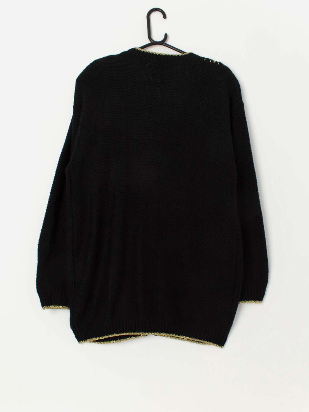 Vintage black and gold cable knit cardigan - Large - Image 3