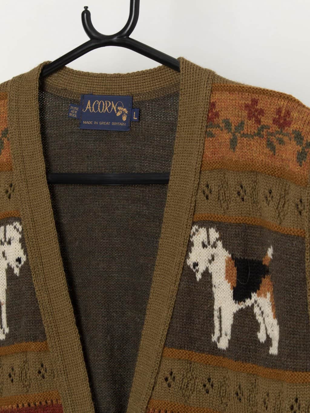 Vintage terrier dog knitted vest by Acorn - Large - Image 2