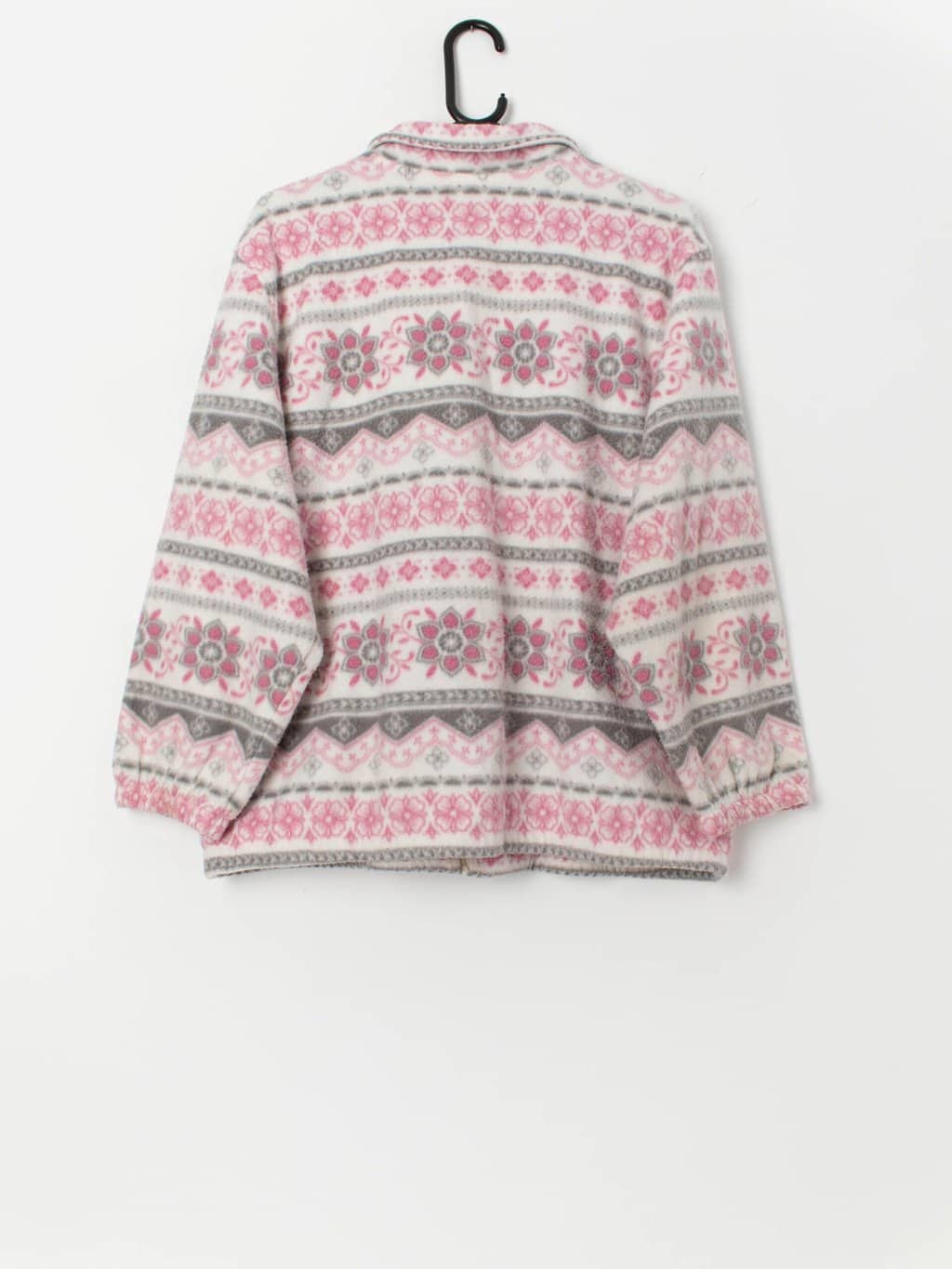 Vintage floral fleece in pink and grey - Large - Image 3