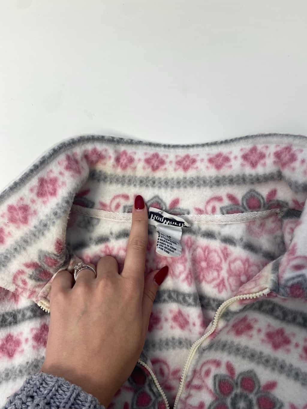 Vintage floral fleece in pink and grey - Large - Image 4