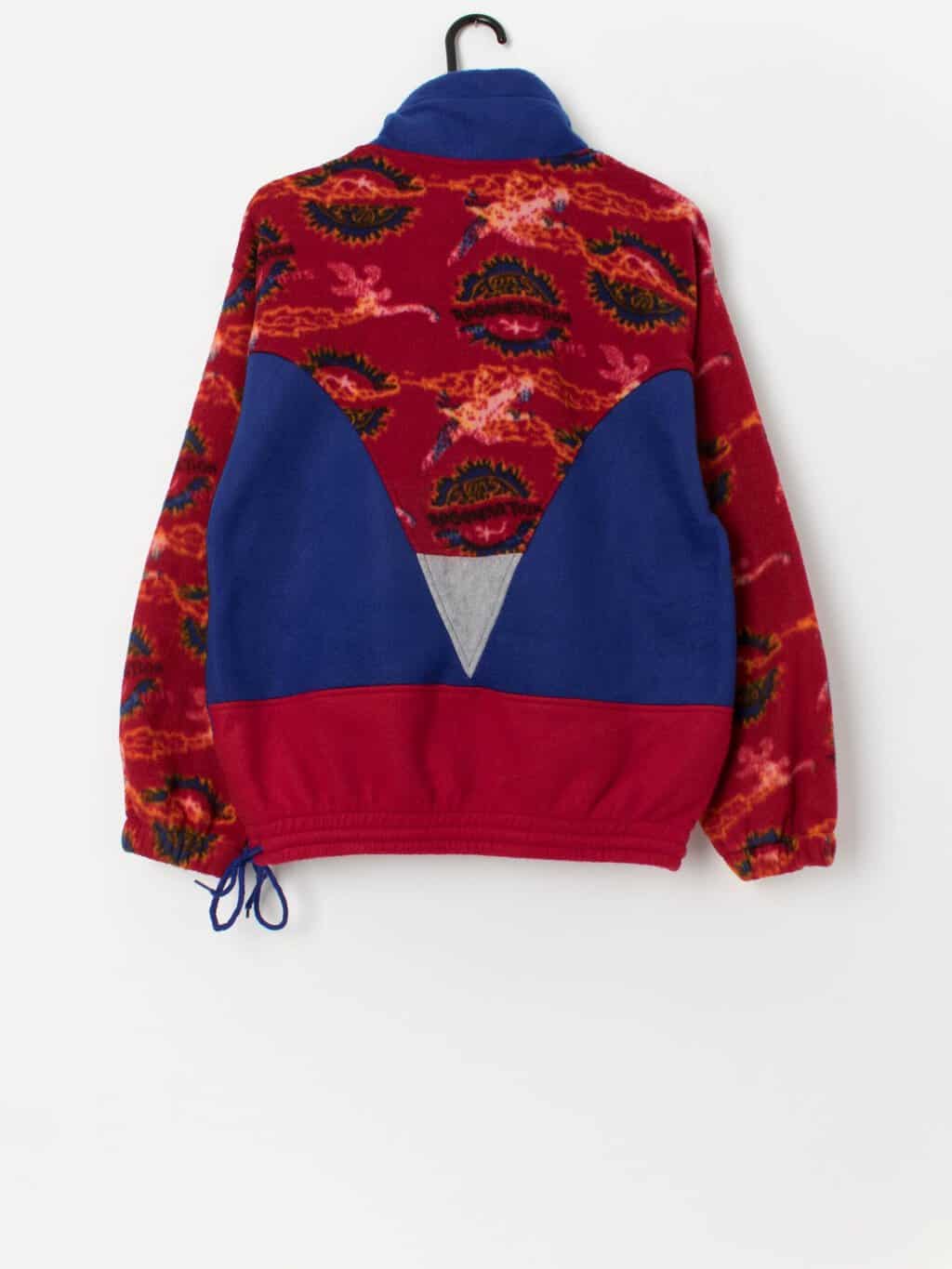 Vintage funky quarter zip fleece in red and blue - Small - Image 3