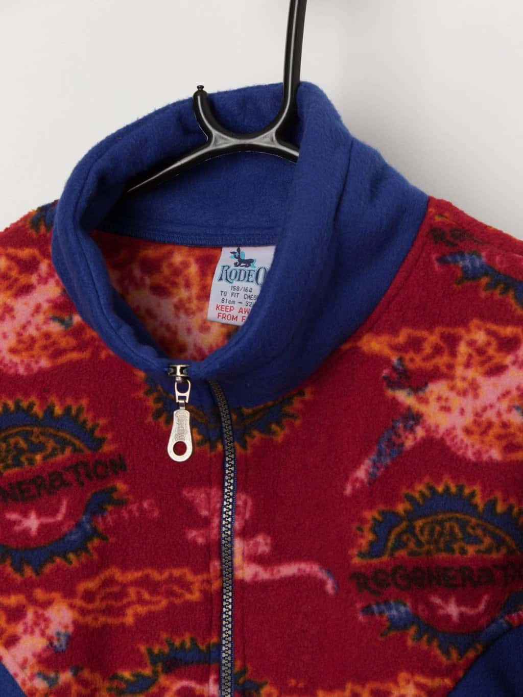 Vintage funky quarter zip fleece in red and blue - Small - Image 2