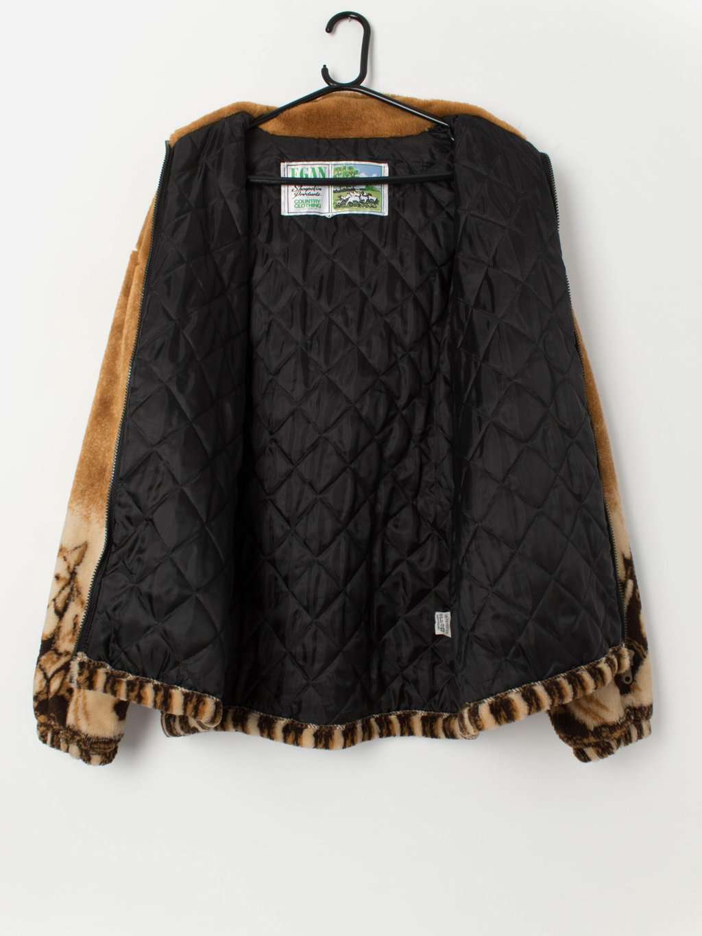 Vintage horse patterned fleece in brown, made in England - Large - Image 2