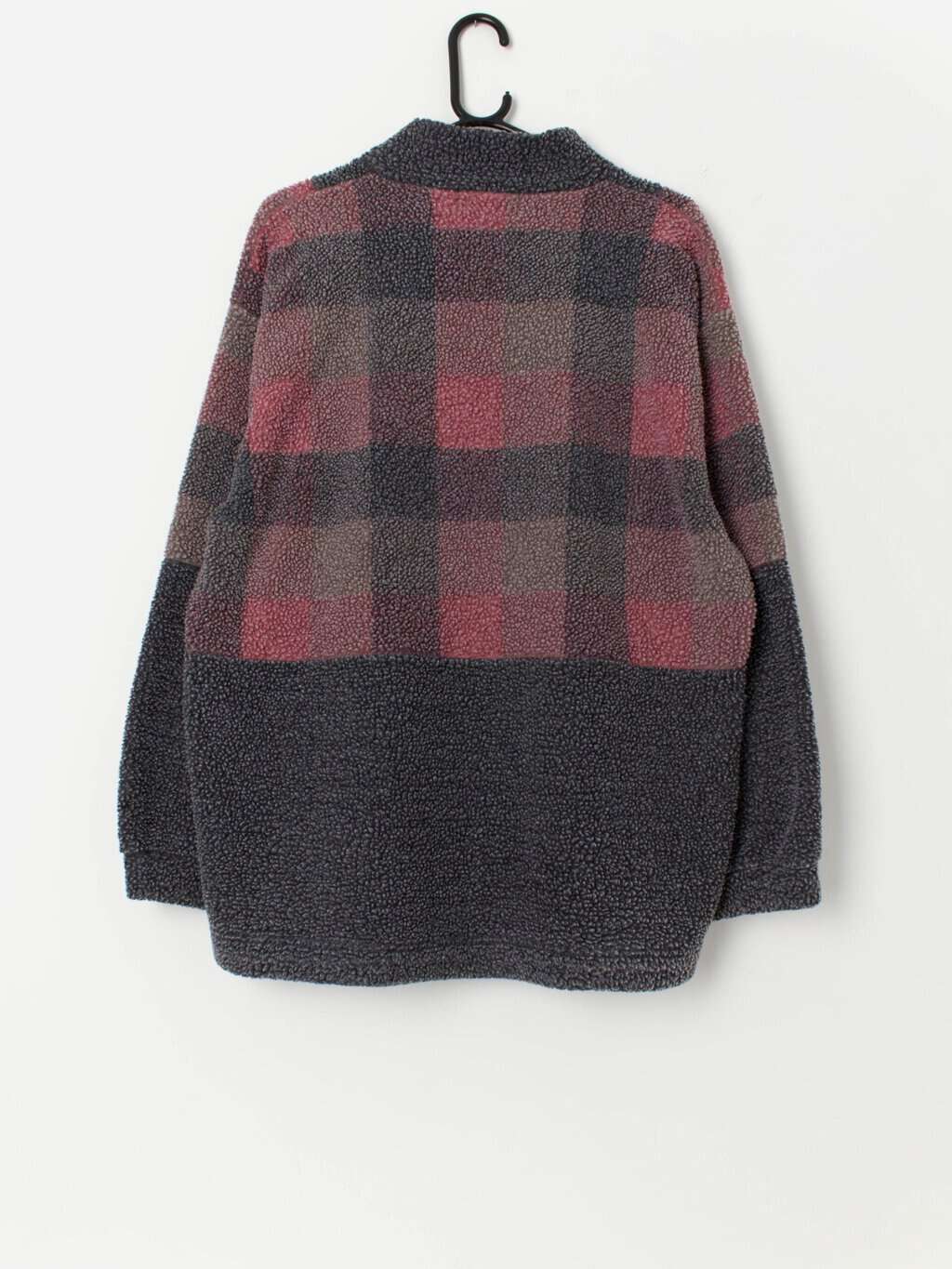 Vintage plaid fleece with snap button closure - L - Image 3