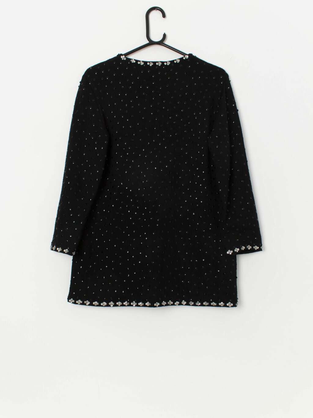 Vintage sequin sparkly jacket cardigan in black and silver - Medium - Image 3