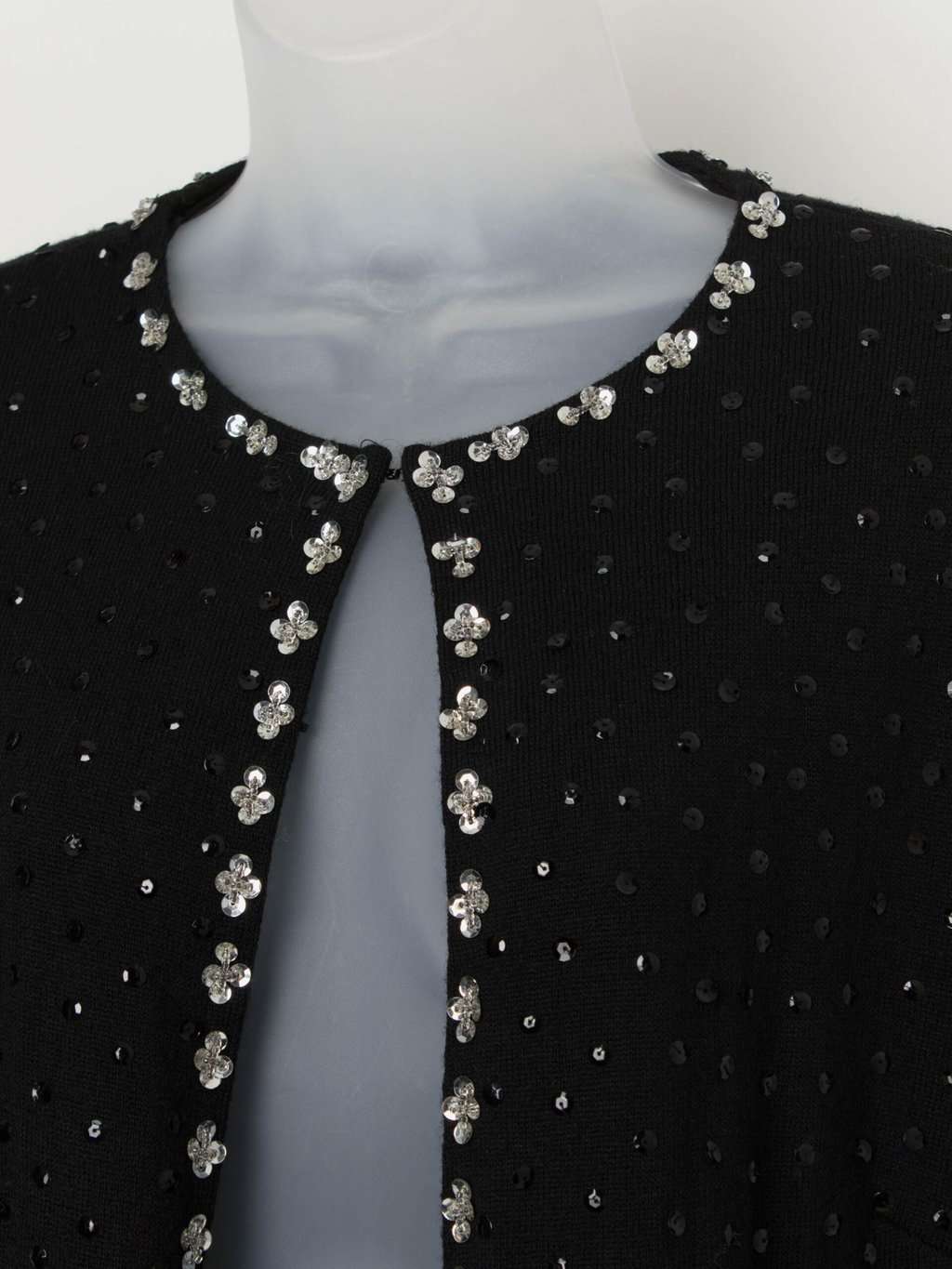 Vintage sequin sparkly jacket cardigan in black and silver - Medium - Image 2