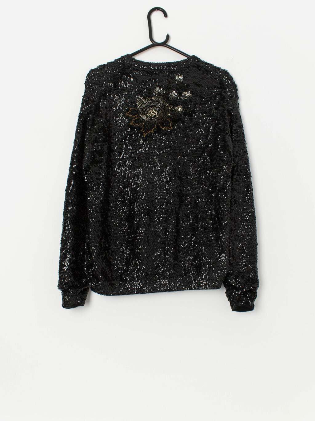 60s vintage jacket, floral party jacket in gold and black - Medium - Image 3