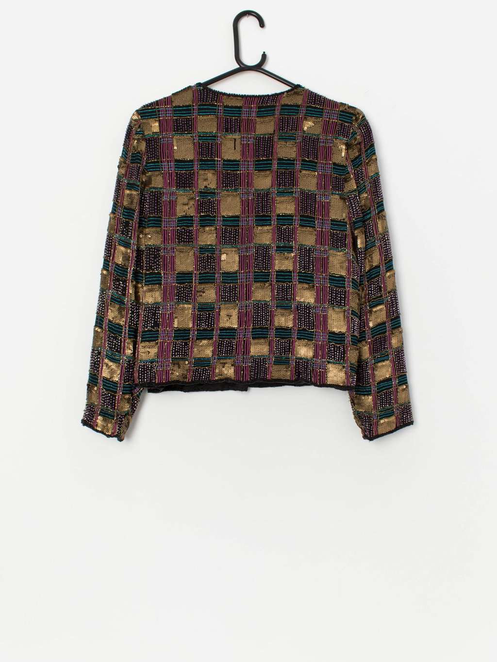 Vintage sequin party jacket, beaded top - M - Image 7