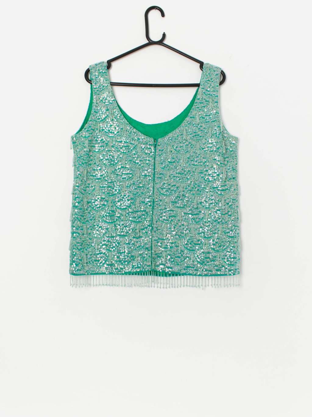 60s vintage beaded sequin top in teal - Medium / Large - Image 3