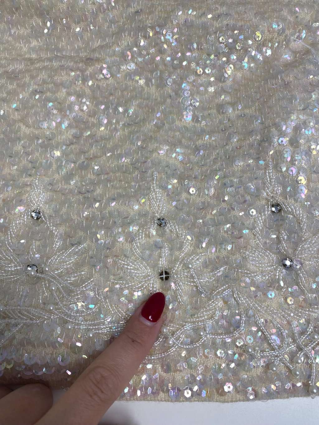 Vintage beaded sequin top vest in cream - Small - Image 5