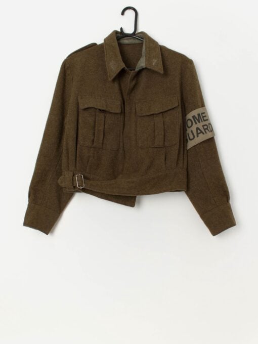 Vintage British/Dutch WW2 style battledress jacket with 'Home Guard' armband - Small / Medium