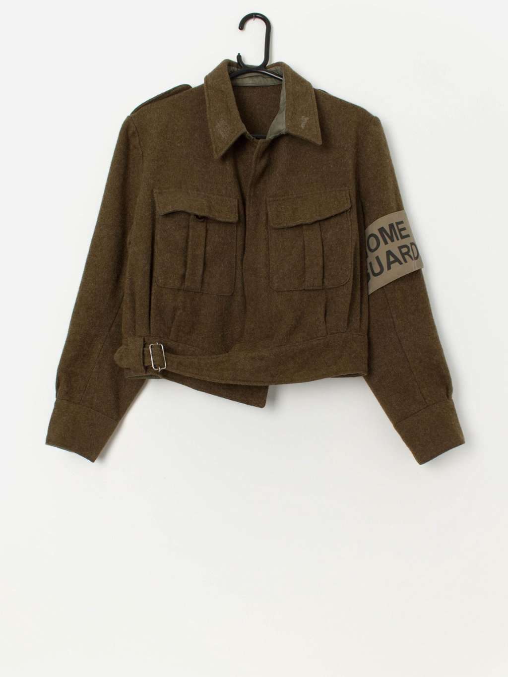 Vintage British/Dutch WW2 style battledress jacket with 'Home Guard' armband - Small / Medium