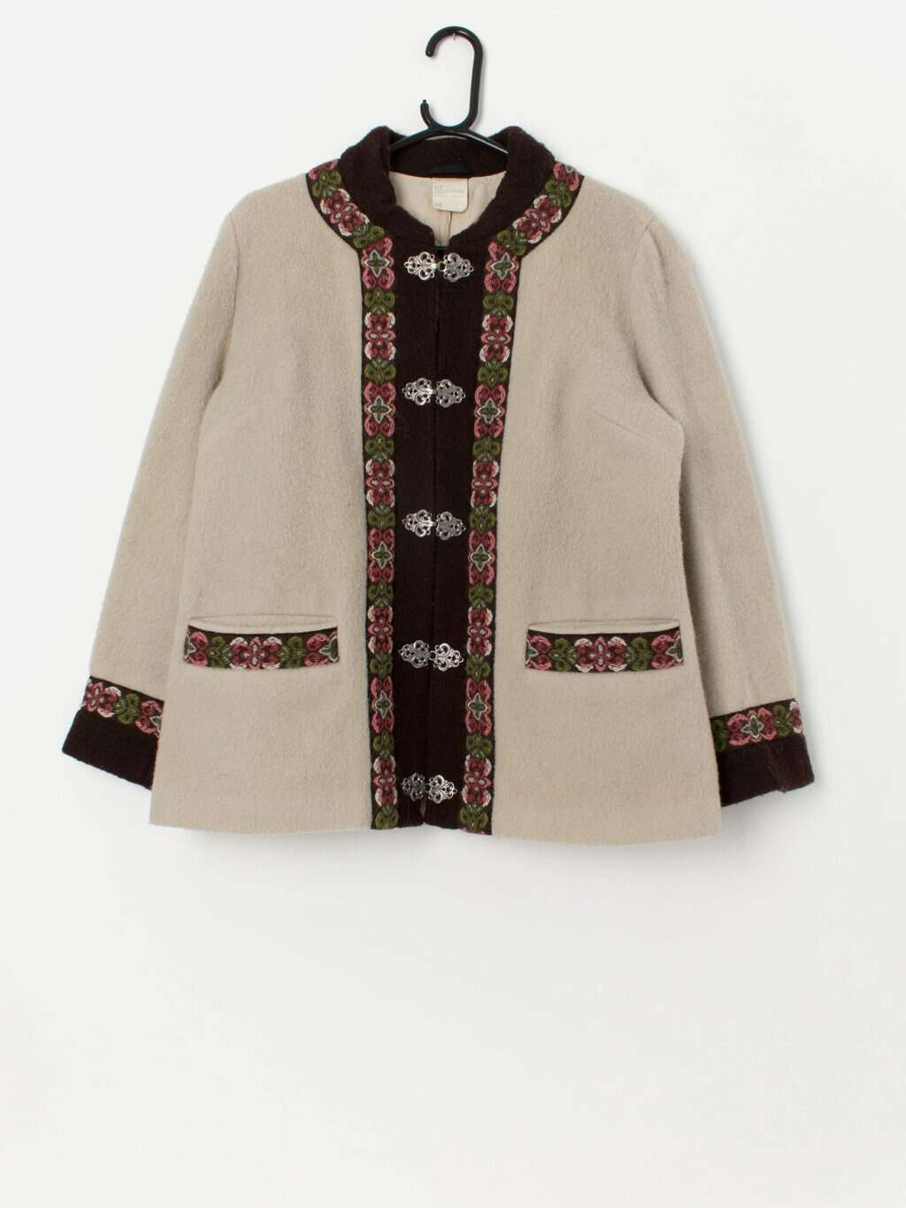 Rare vintage A.S Evebofoss Norwegian wool jacket in cream and brown - Medium