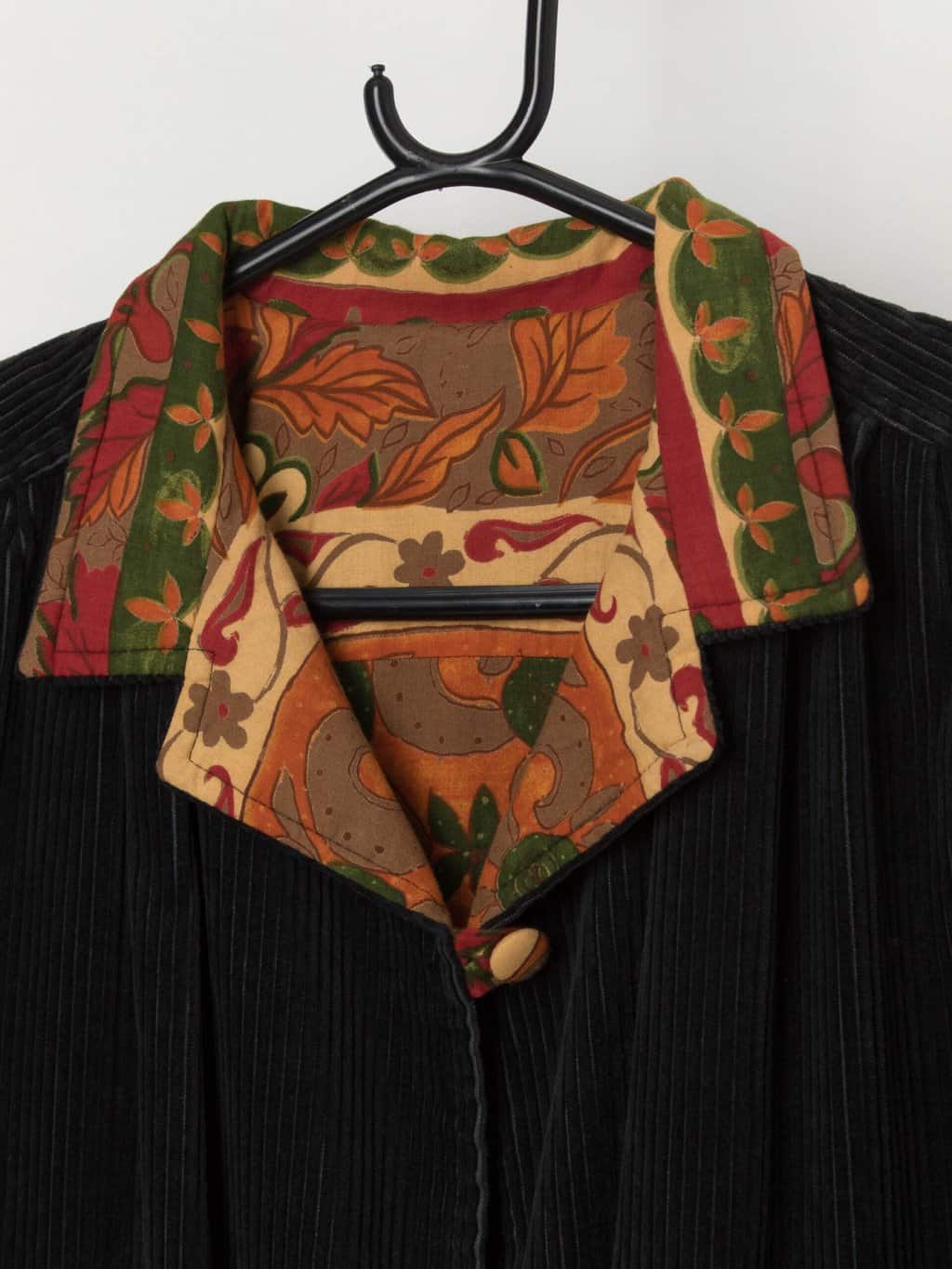 Vintage jumbo cord jacket with autumn floral lining - Medium / Large - Image 2
