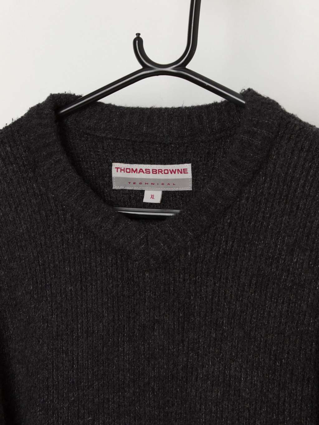 90s vintage thick ribbed dark grey jumper - Medium / Large - Image 2