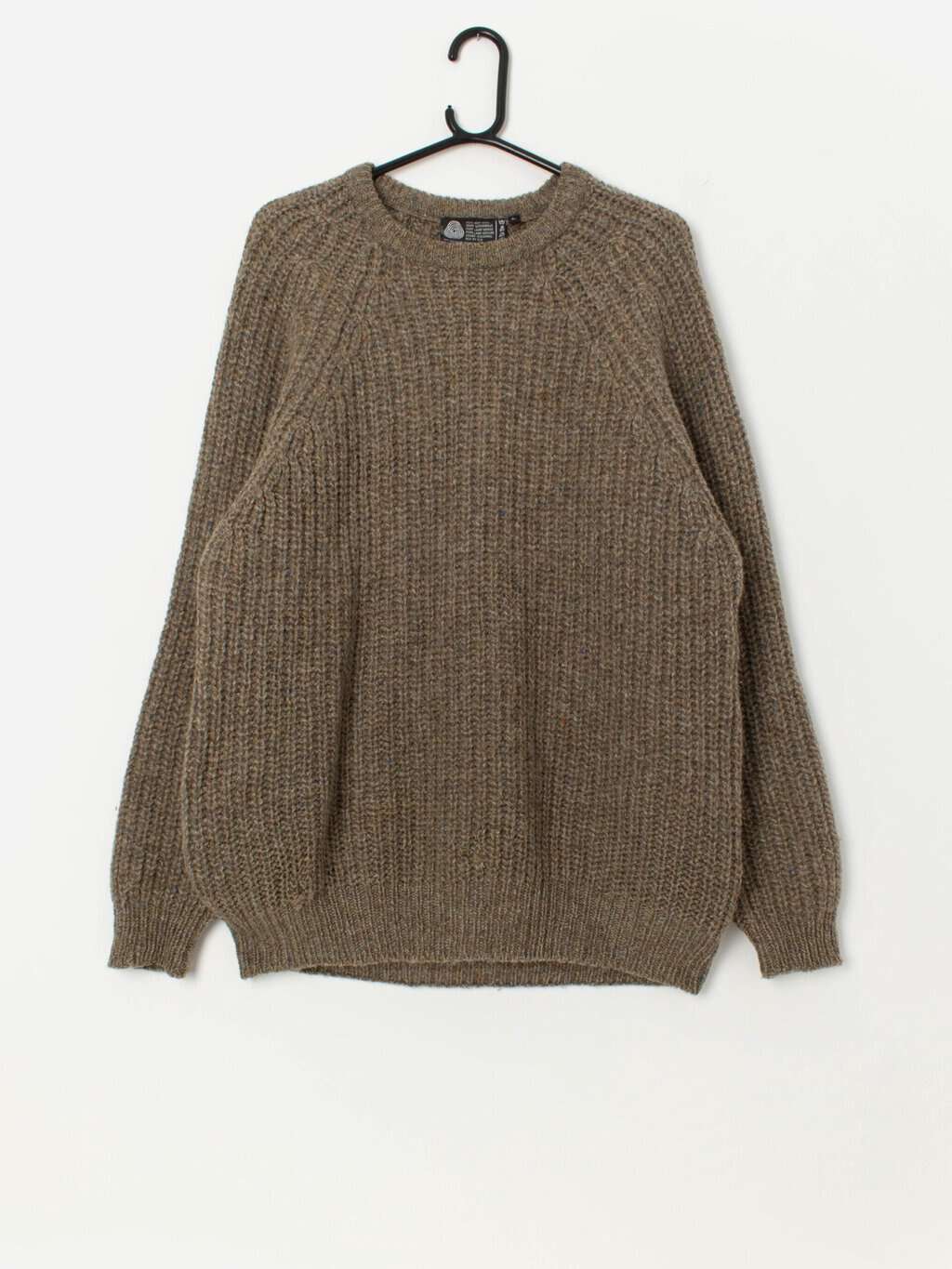 Vintage handknitted chunky knit wool jumper, fisherman jumper - Large