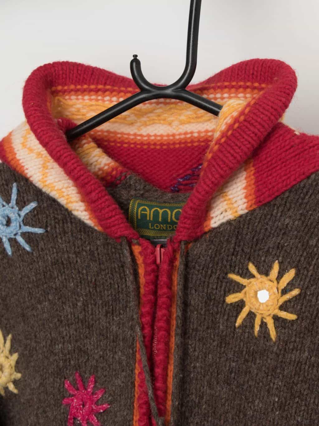 Vintage chunky knit mirrorwork cardigan by Amor - Medium - Image 2