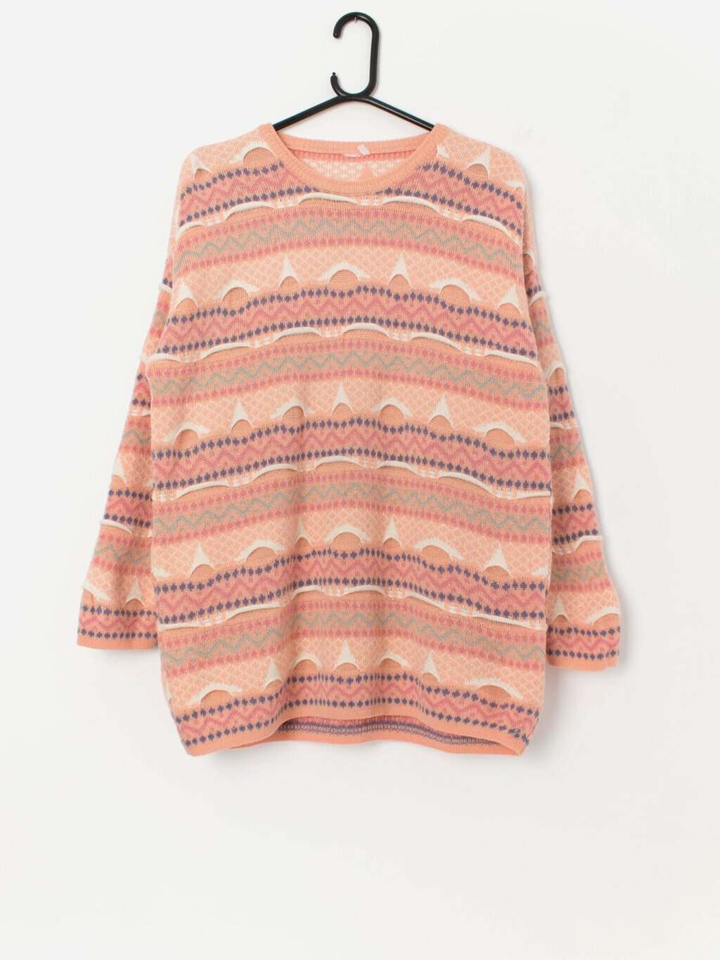 Vintage peach 3D knit oversized jumper - Medium