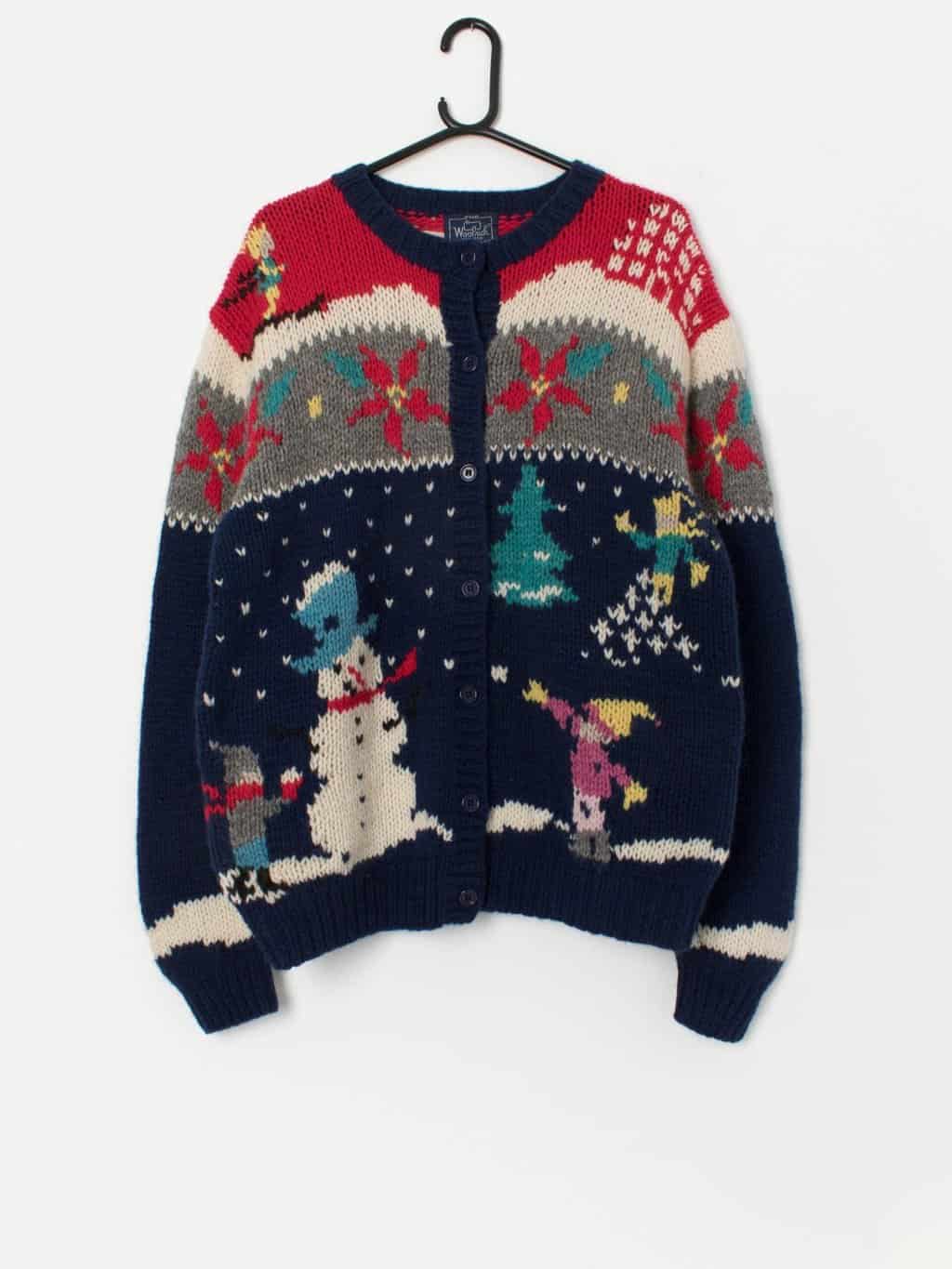 80s vintage Woolrich Christmas cardigan sweater - Large