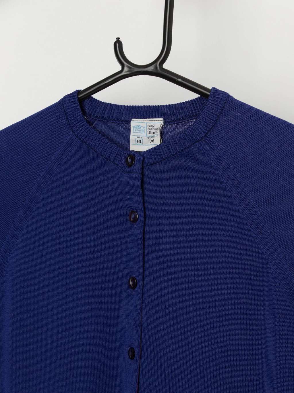 60s vintage blue Tricel cardigan sweater - Small - Image 2