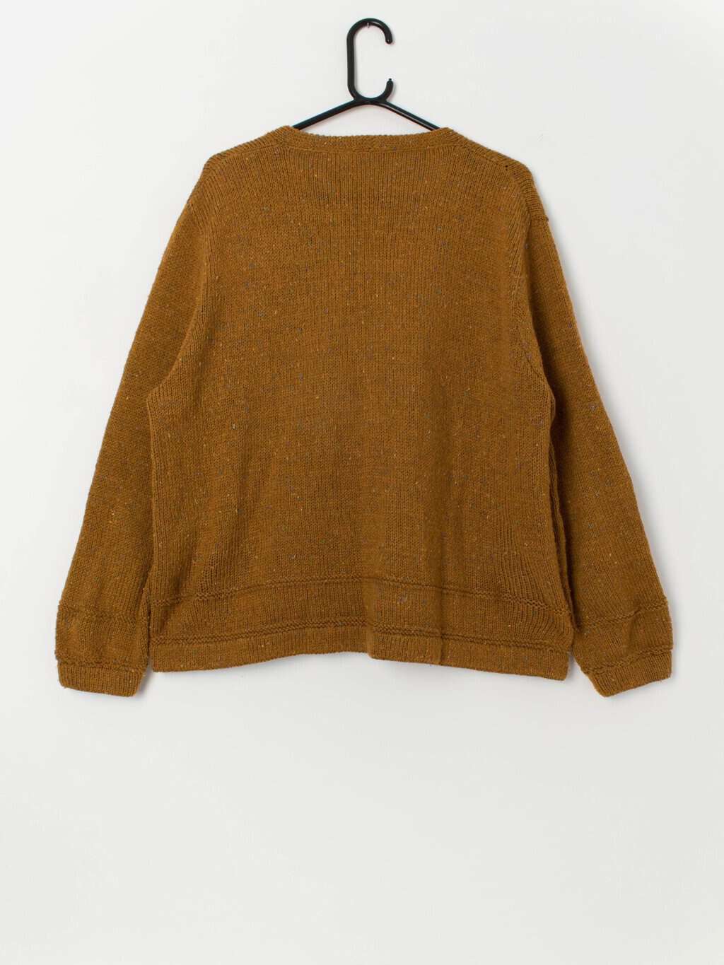 Handknitted vintage autumn cardigan in mustard yellow - Medium / Large - Image 3