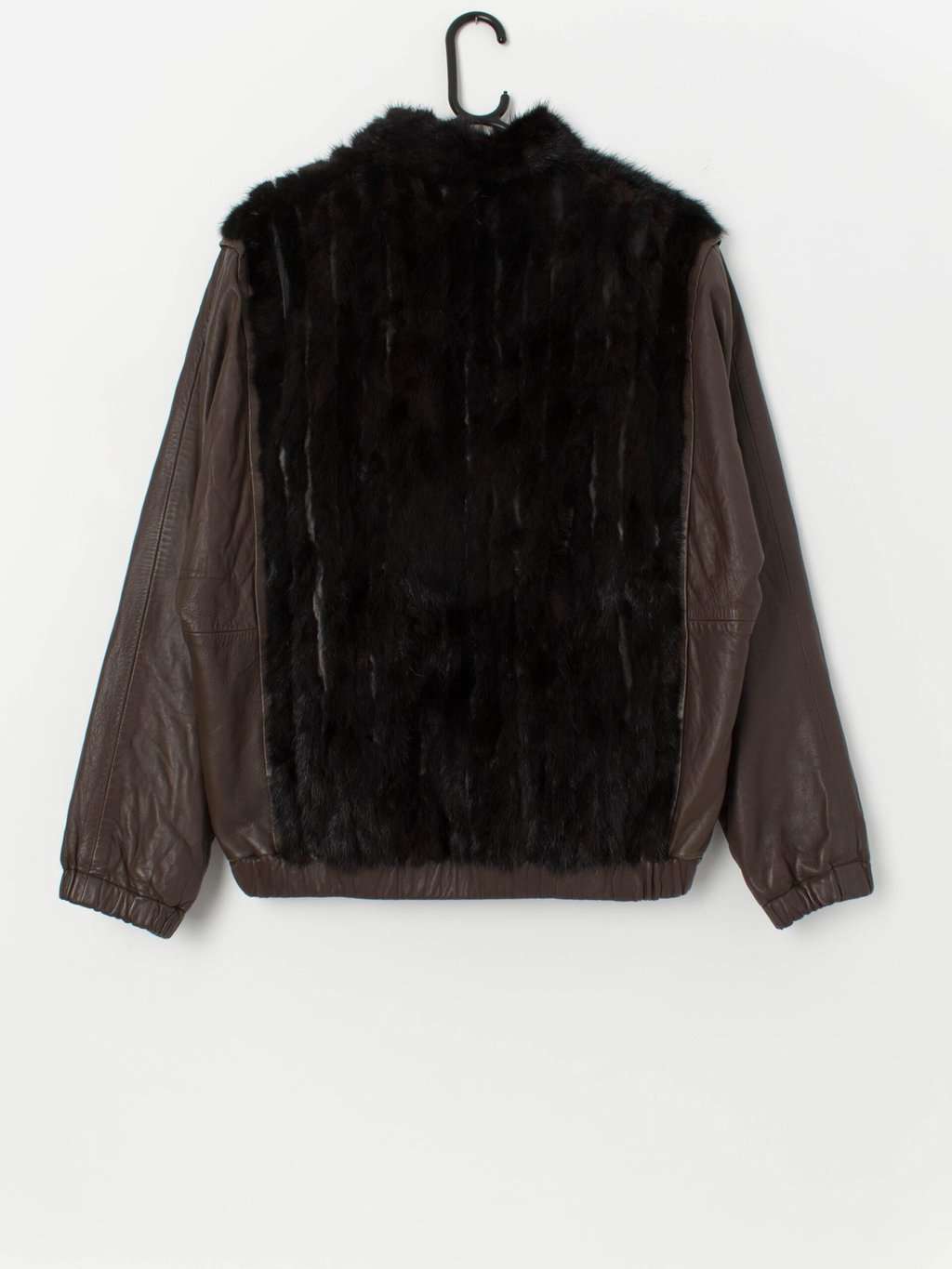 Vintage brown mink fur leather jacket in brown - M / L - Image 4