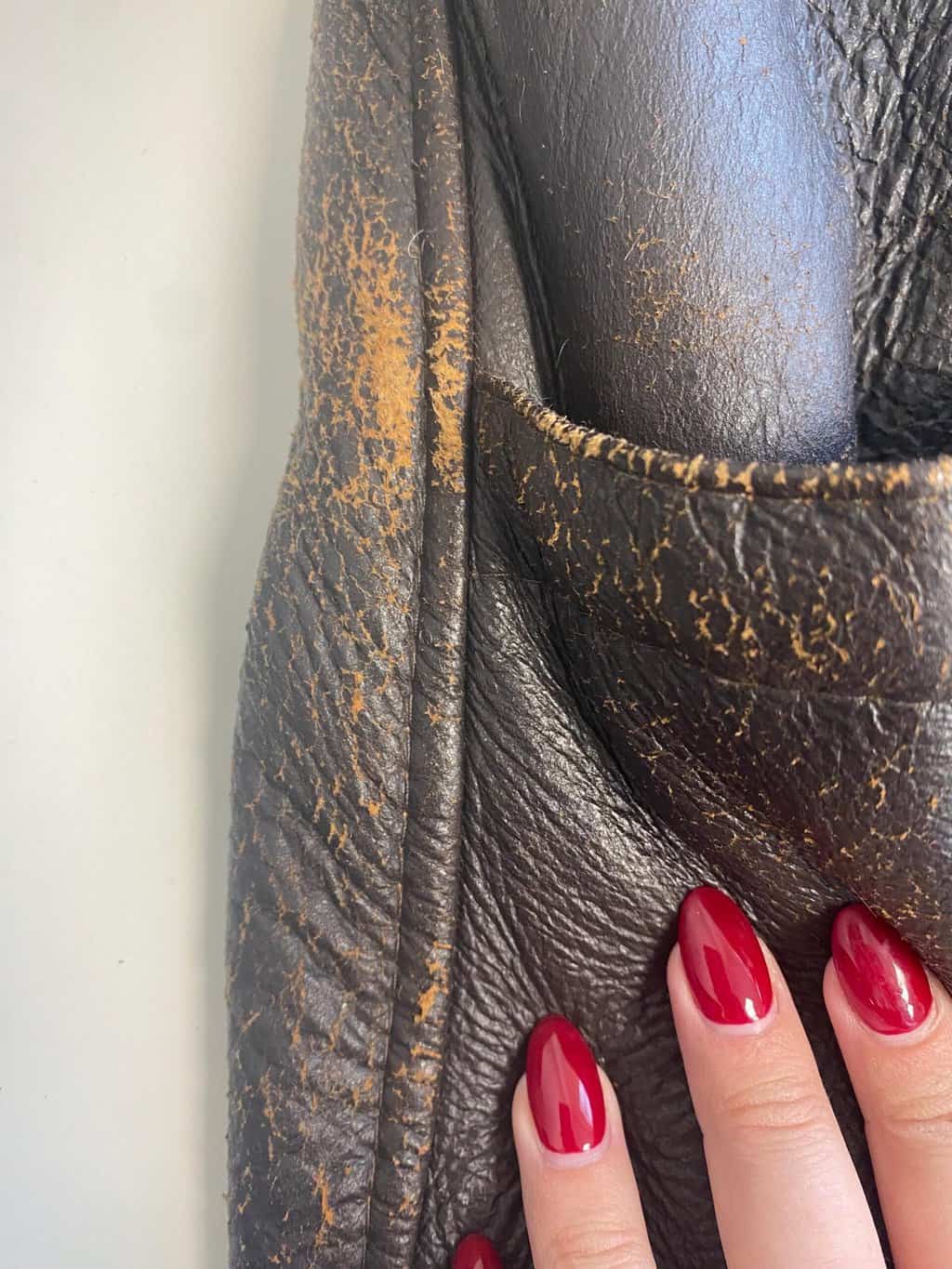 Women's vintage sheepskin jacket, brown leather flight jacket - Medium - Image 6