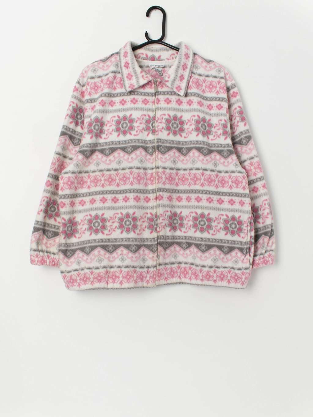 Vintage floral fleece in pink and grey - Large