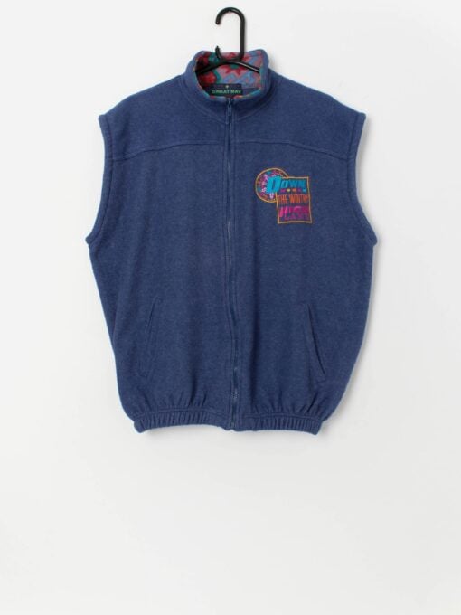 Vintage blue fleece gilet with zip closure - S / M