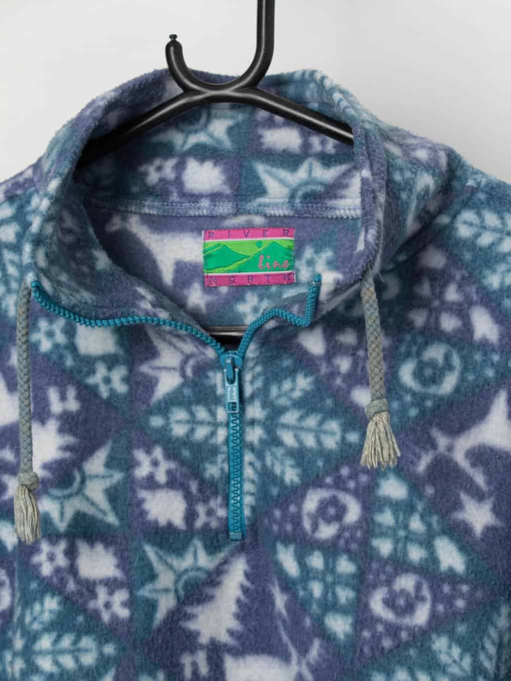 Vintage Park of Canada fleece in teal and purple, Christmas fleece - Large - Image 2