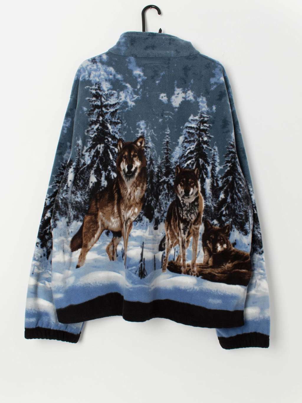 Wolves in the snow patterned fleece in blue - 3XL - Image 3