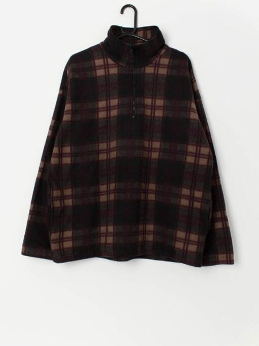 Vintage plaid fleece with quarter zip closure - XL