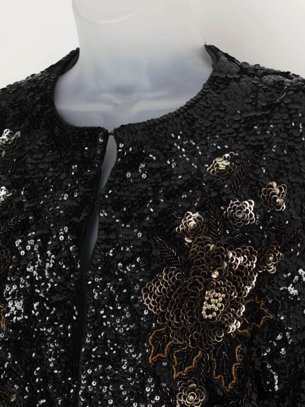 60s vintage jacket, floral party jacket in gold and black - Medium - Image 2