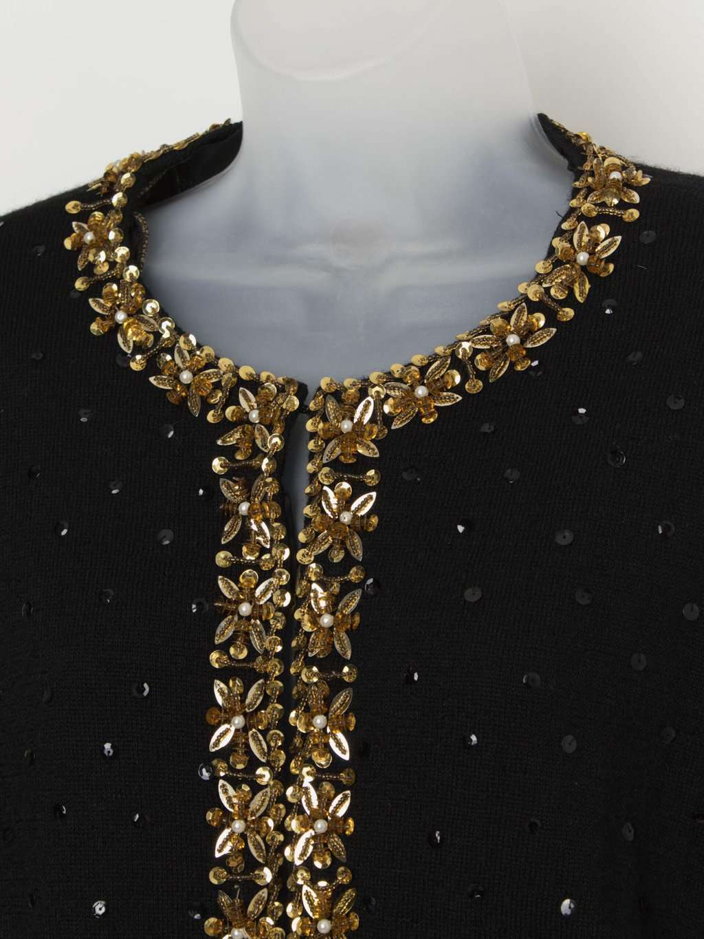 70s vintage wool sequin jacket with gold leaf trim - M/L - Image 2