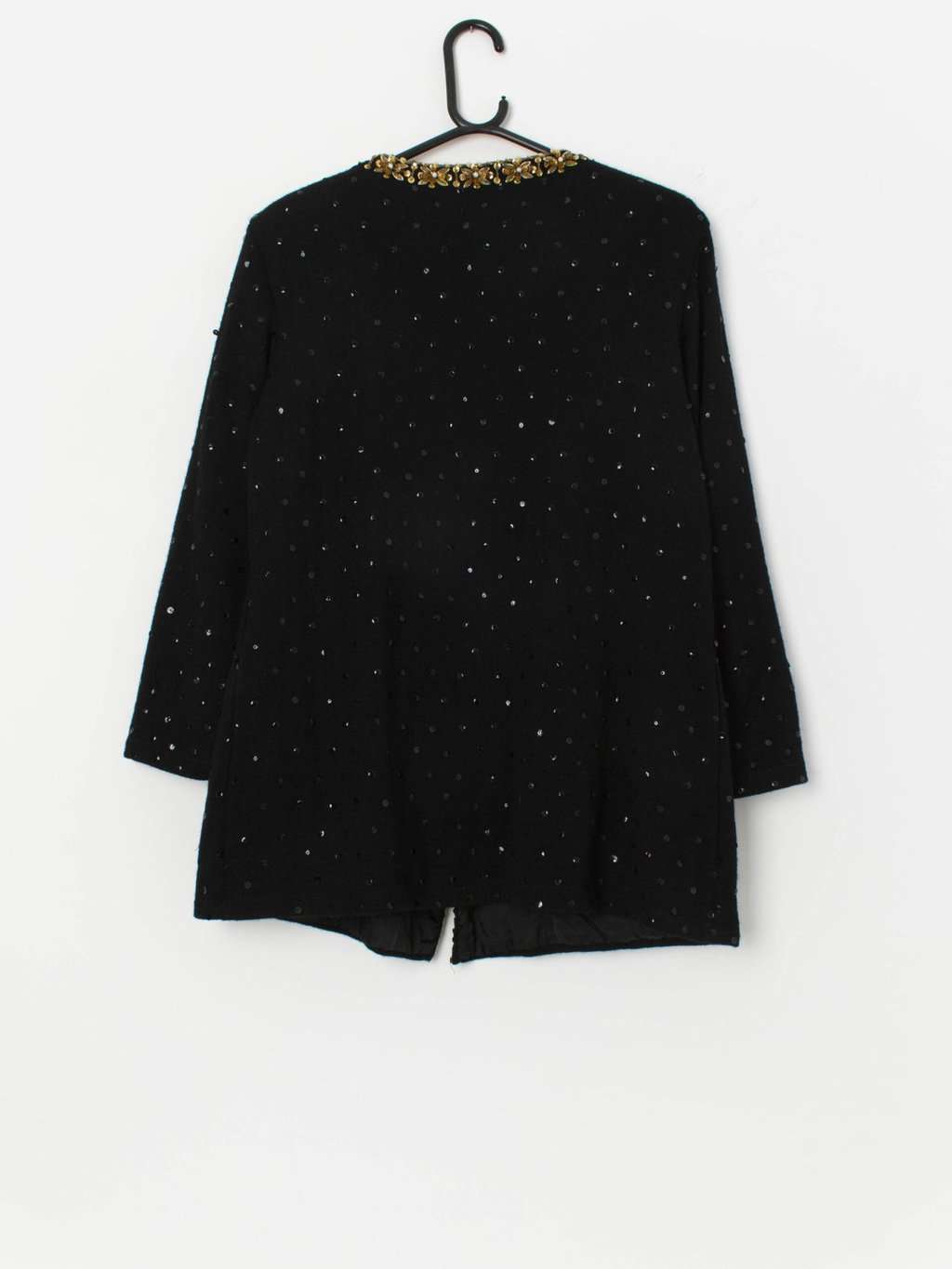 70s vintage wool sequin jacket with gold leaf trim - M/L - Image 4