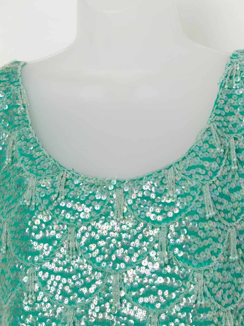 60s vintage beaded sequin top in teal - Medium / Large - Image 2