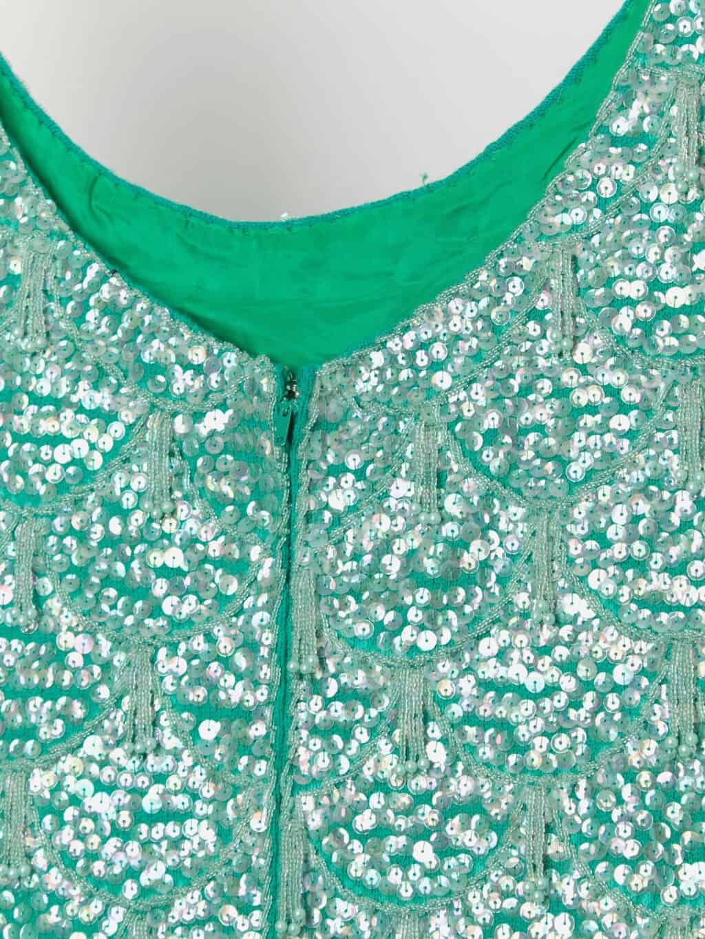 60s vintage beaded sequin top in teal - Medium / Large - Image 4